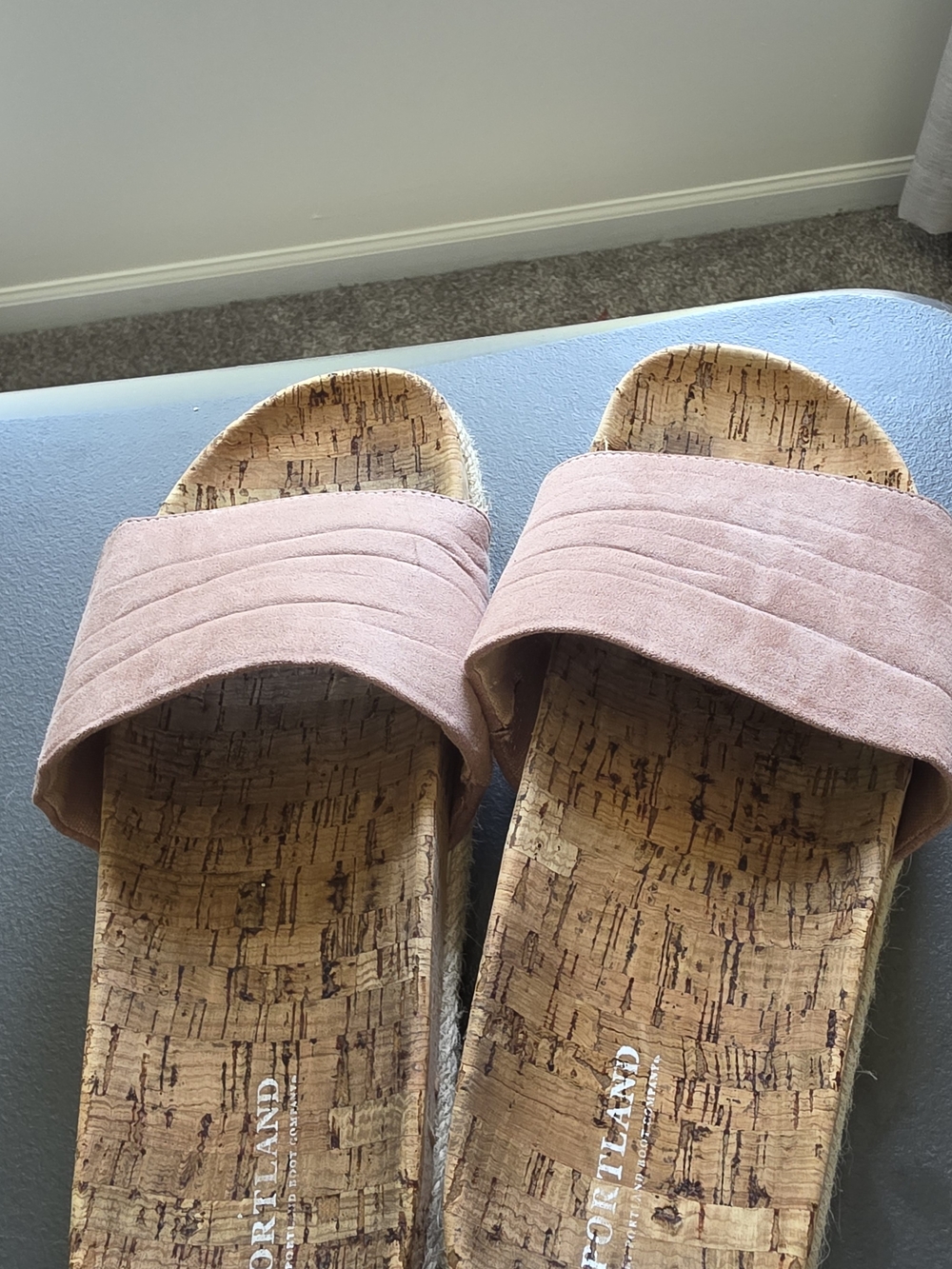 Blush Slide Sandals with Cork Footbed